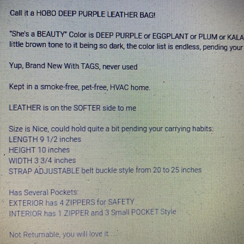 Stone Mountain GENUINE Deep Purple Leather Shoulder Bag NWT - Picture 15 of 15